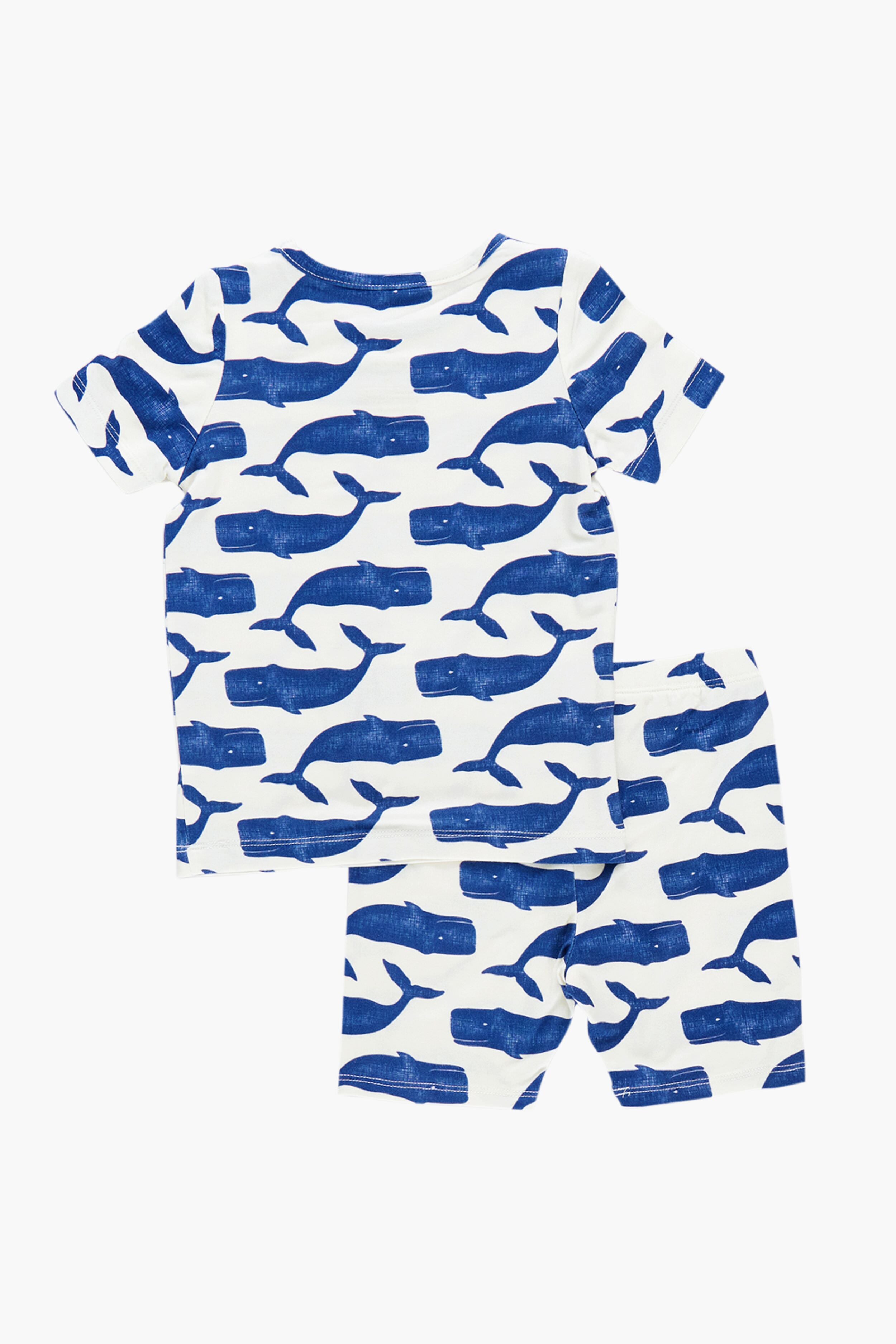 Blue Whales Kids Bamboo Short Sleeve Pajama Set - Soft & Breathable Sleepwear for Boys & Girls - Perfect for Bedtime, Lounging & Sleepovers