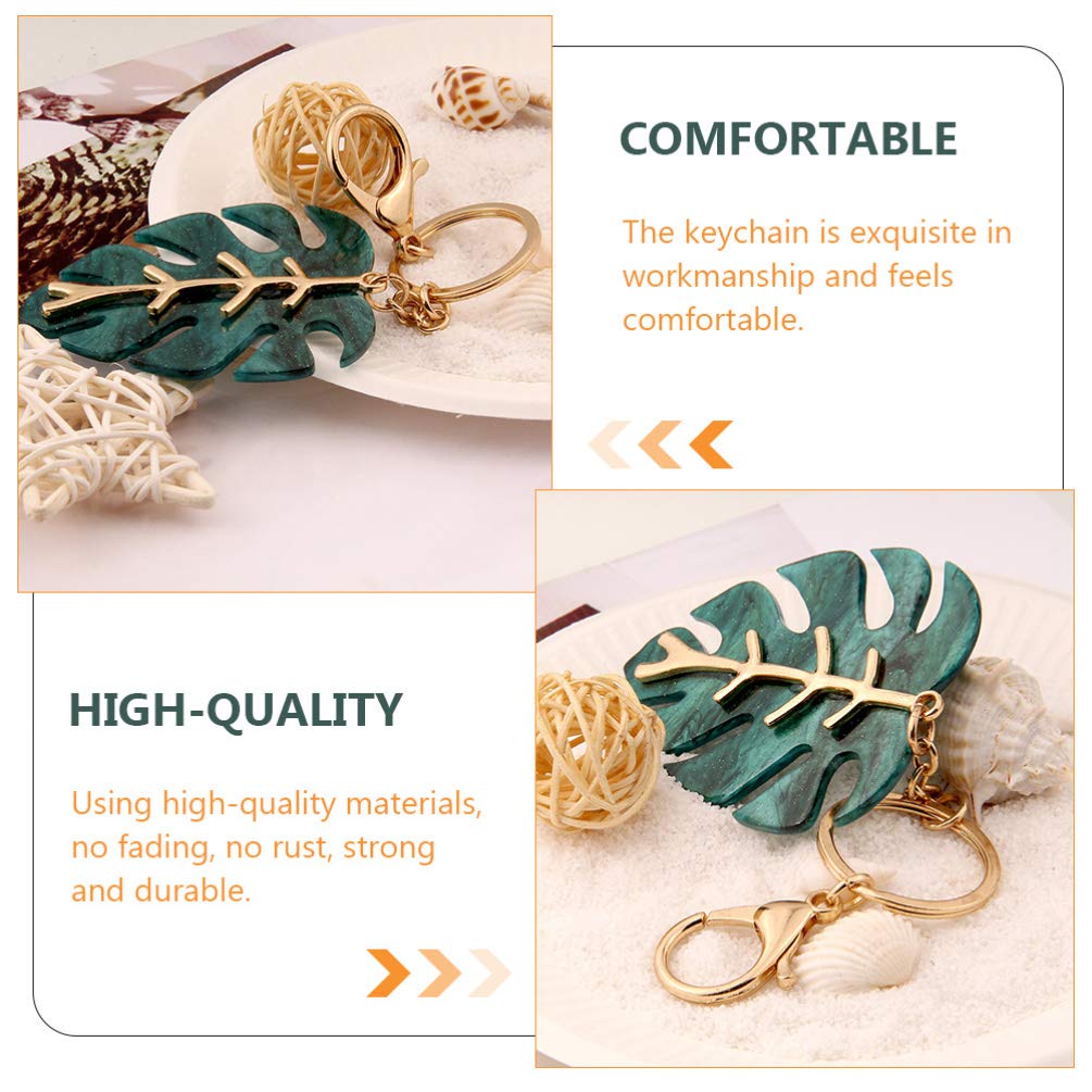 2PCS Leaf Keychain Set - Metal Car Keychains with Lucky Charm, Acrylic Bag Pendant & Decorative Keyring for Women - Perfect for Car Keys, House Keys, Backpacks and Gift Giving