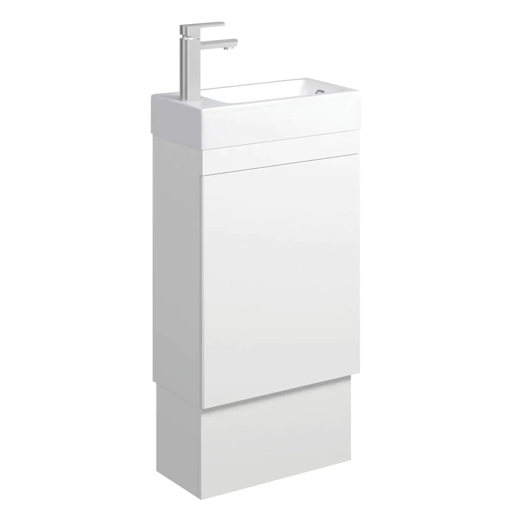 Fienza Edge 45RWK 450mm Satin White Bathroom Vanity with Kickboard & Overflow - Modern Space-Saving Design for Small Bathrooms & Powder Rooms