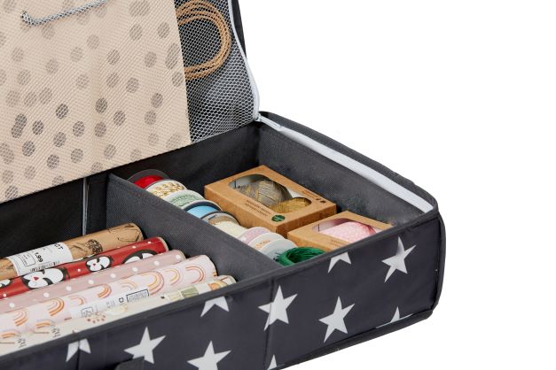 Gift Wrap Storage Organizer - Multi-Color Wrapping Paper & Ribbon Holder for Holiday, Birthday & Party Gift Wrapping Organization