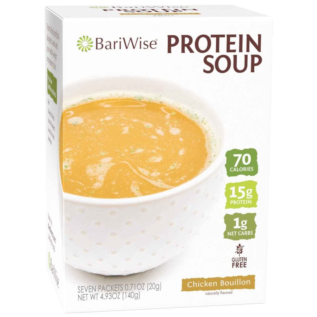 BariWise High Protein Chicken Bouillon Soup Mix - Gluten Free, Low Carb, Keto Friendly (7 Pack) | Perfect for Weight Loss, Meal Prep & Quick Healthy Meals