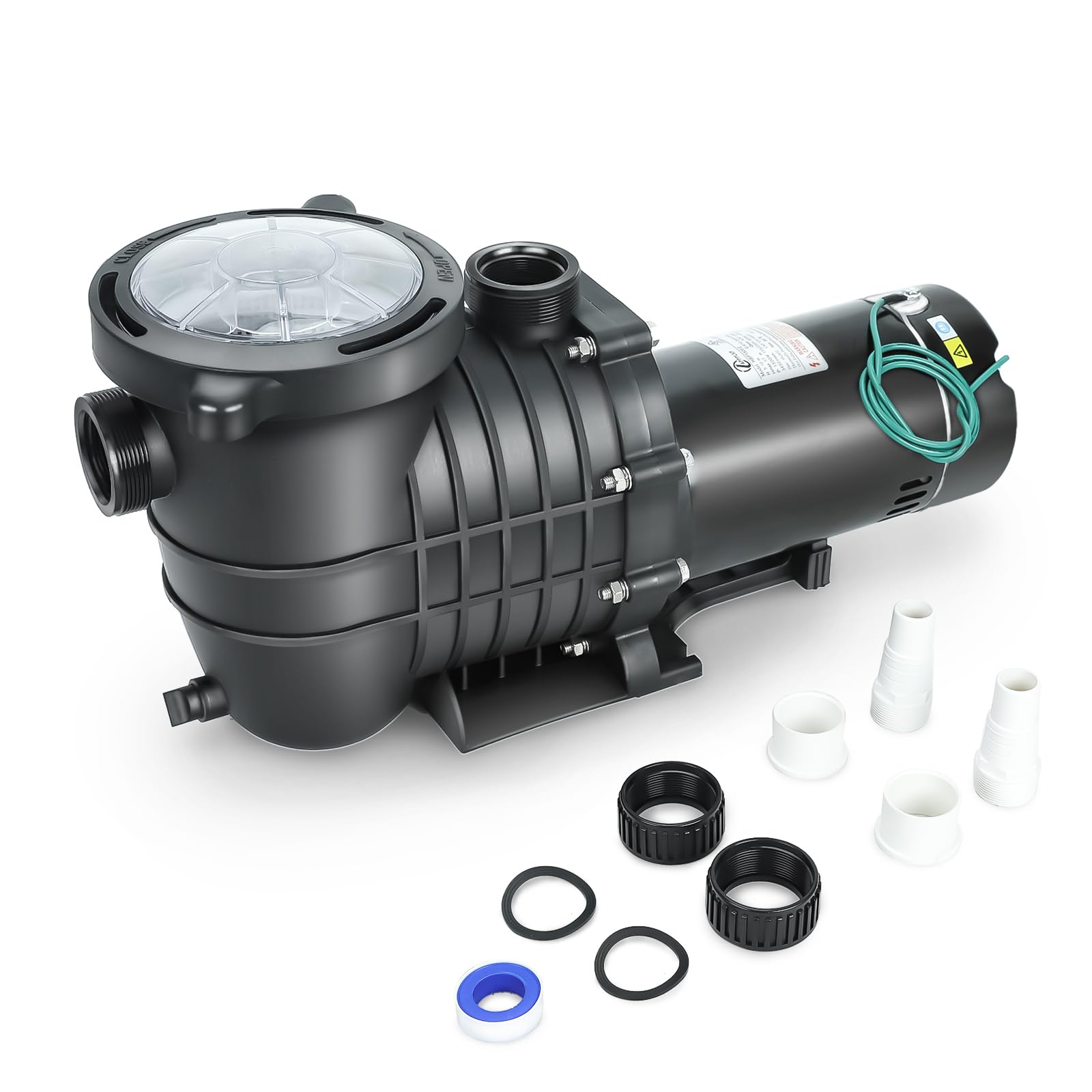 2.0 HP In-Ground & Above Ground Swimming Pool Pump - 110V/220V Dual Voltage, 6840 GPH Single Speed Water Pump with Filter Basket | Ideal for Residential Pools, Spas, and Water Circulation Systems