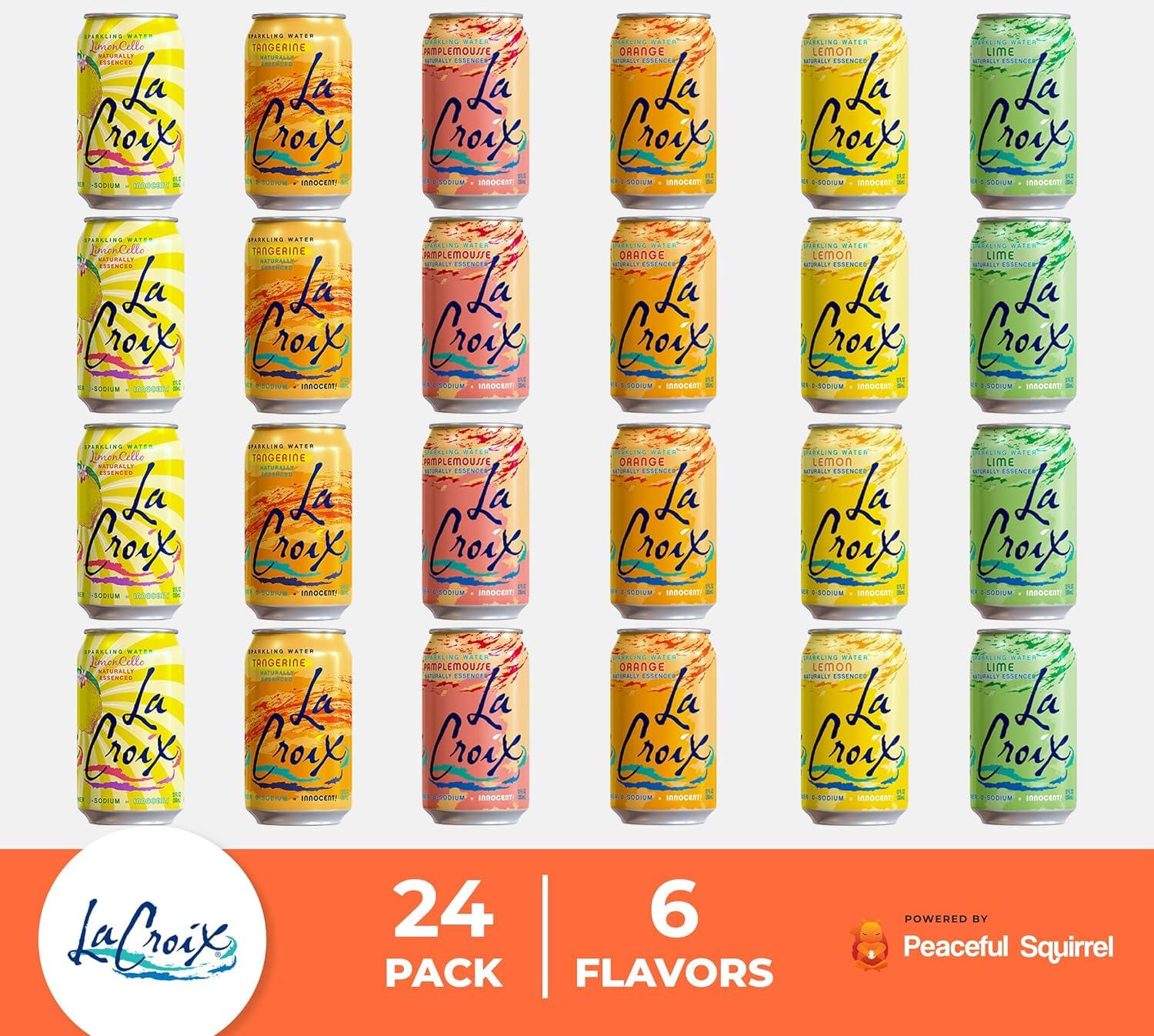 LaCroix Sparkling Water Variety Pack - Summer Citrus Flavors (6 Assorted, 12 fl oz Cans, Pack of 24) | Refreshing Beverage for Parties, Office & Healthy Hydration