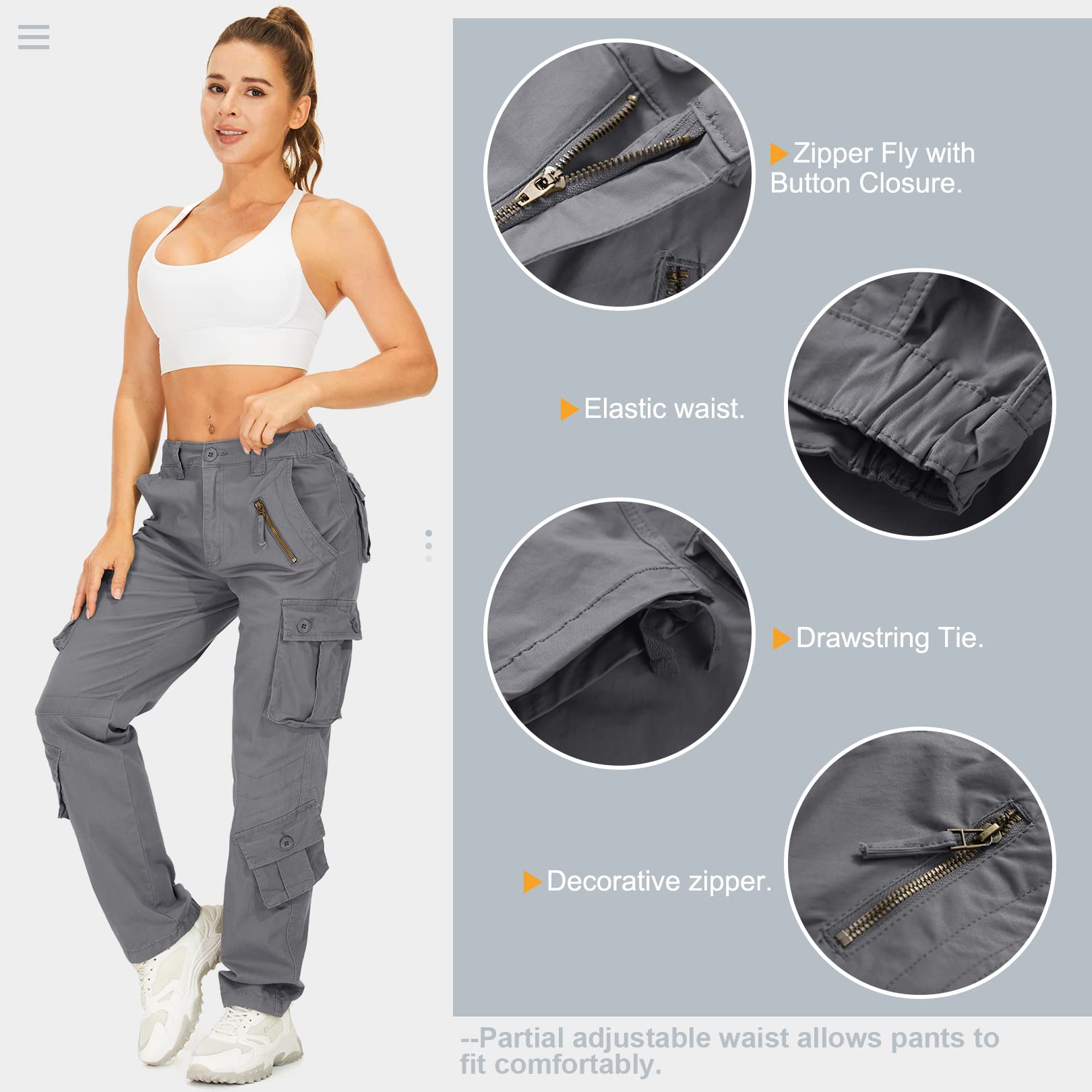 Alfiudad Women's Cargo Pants with Multiple Pockets - Casual Military Tactical Work Pants for Hiking, Outdoor Adventures & Everyday Wear