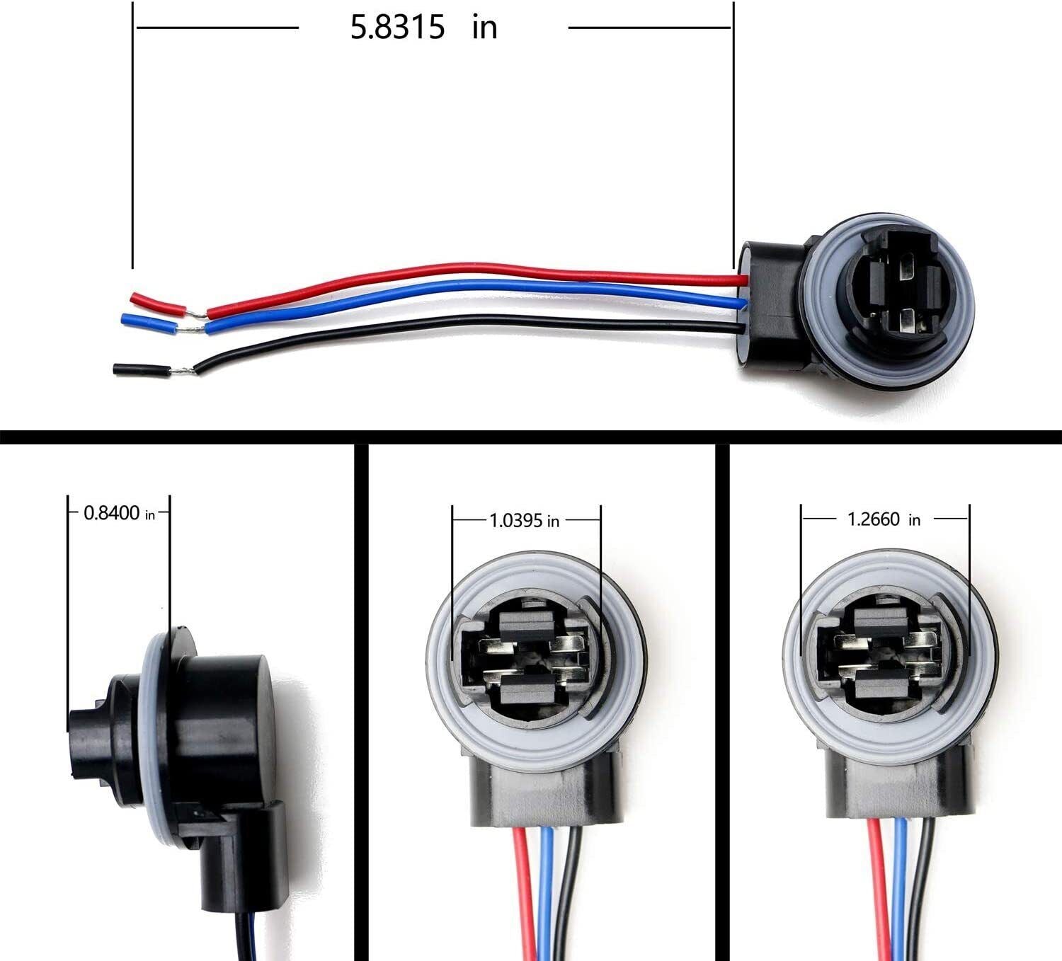 3157 3357 4157 T25 LED Bulb Socket Harness - Compatible with Brake Turn Signal Lights, Replacement for Stock Wires - Perfect for Car, Truck, SUV Lighting Upgrades
