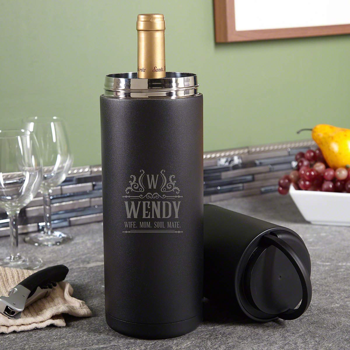 Personalized Canterbury Engraved Portable Wine Cooler - Insulated Stainless Steel Wine Chiller for Gifts, Parties & Outdoor Picnics | Perfect for Anniversary, Wedding & Birthday Presents