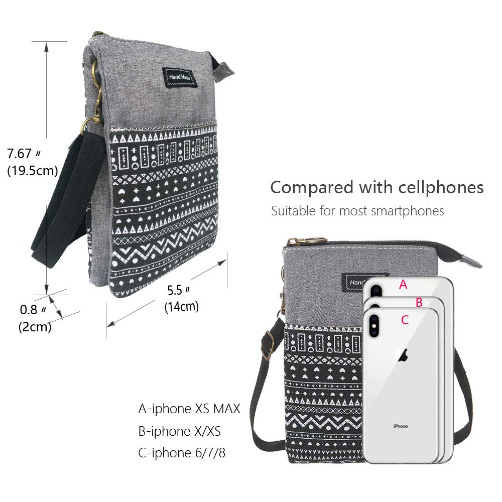 Stylish Canvas Crossbody Phone Purse for Women & Teens - Roomy Wallet Bag with Adjustable Shoulder Strap | Perfect for Travel, Shopping & Everyday Use