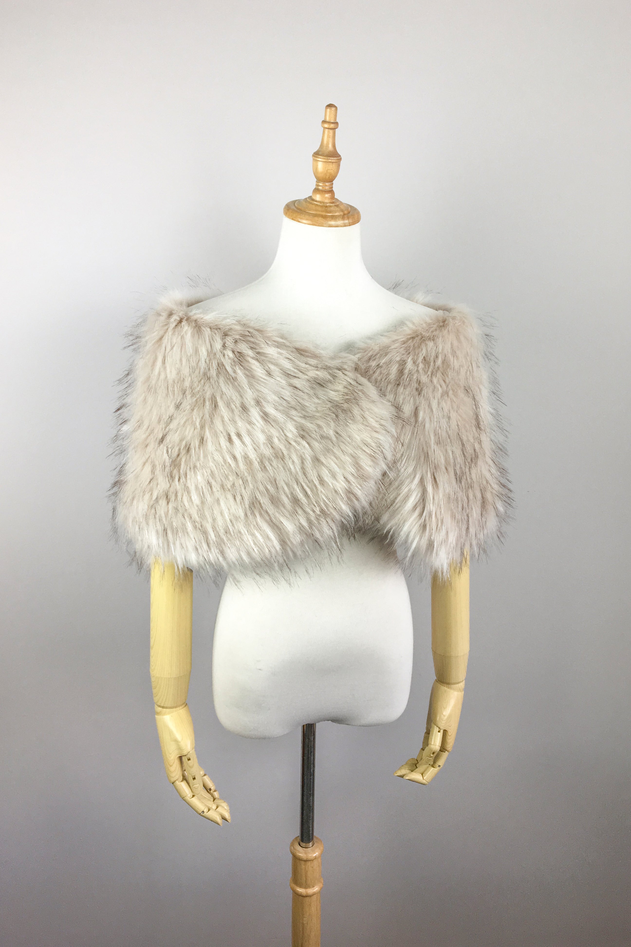 Serena Blu02 Blush Faux Fur Wrap with Black Tips - Elegant Winter Shawl for Women, Perfect for Parties, Weddings & Evening Events