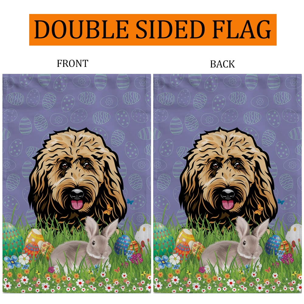 Staffordshire Bull Terrier Easter House Flag - Double Sided 28x40 Inch Outdoor Yard Decoration with Peeking Dog, Easter Eggs & Bunny Design | Perfect for Spring Celebrations, Front Porch Decor & Holiday Festivities