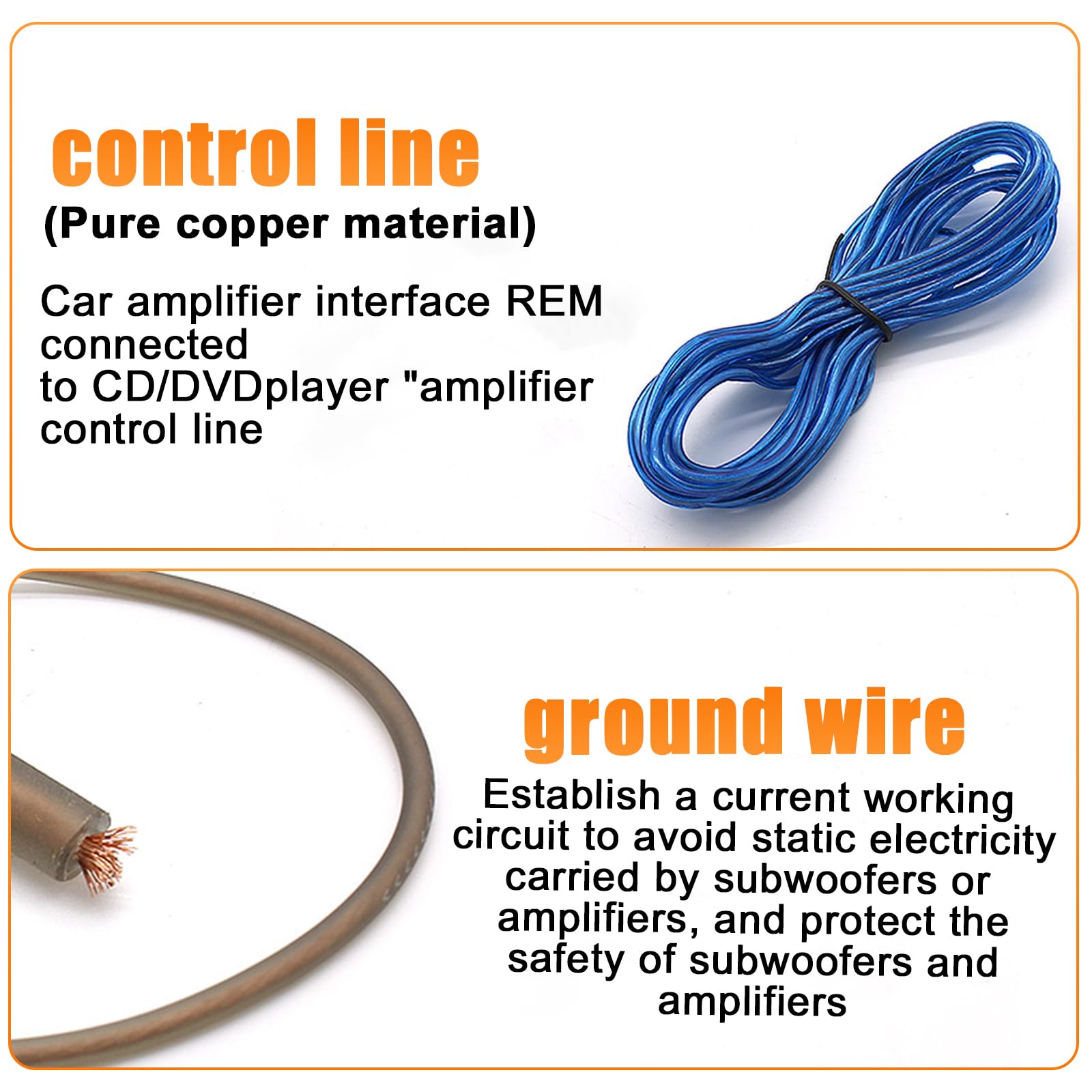 10GA Amplifier Wiring Kit - 1500W Car Audio Power Cable with Fuse Holder for Car Amplifier and Speaker Installation - Perfect for Upgrading Car Sound Systems, DIY Audio Projects, and Professional Installations