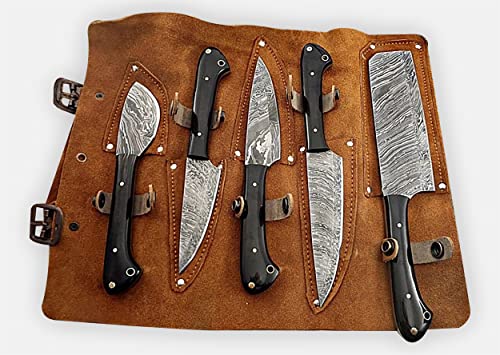 Premium 5-Piece Handmade Chef Knife Set - Personalized Kitchen Gift for Men | Perfect for Home Cooking, BBQ, and Professional Culinary Use