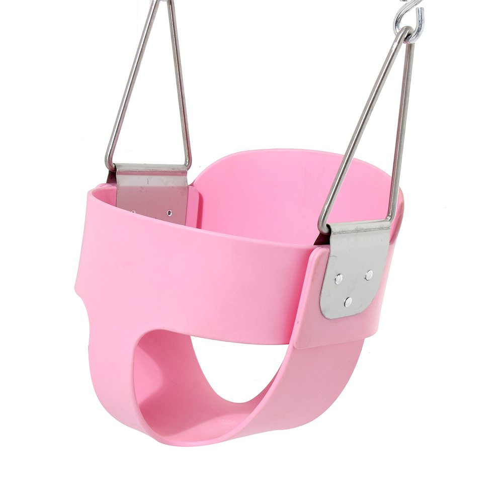 **Pink Heavy Duty Toddler Swing Set - High Back Full Bucket Swing Seat for Kids - Outdoor Playground & Backyard Swing Accessories - Perfect for Playtime & Backyard Fun**