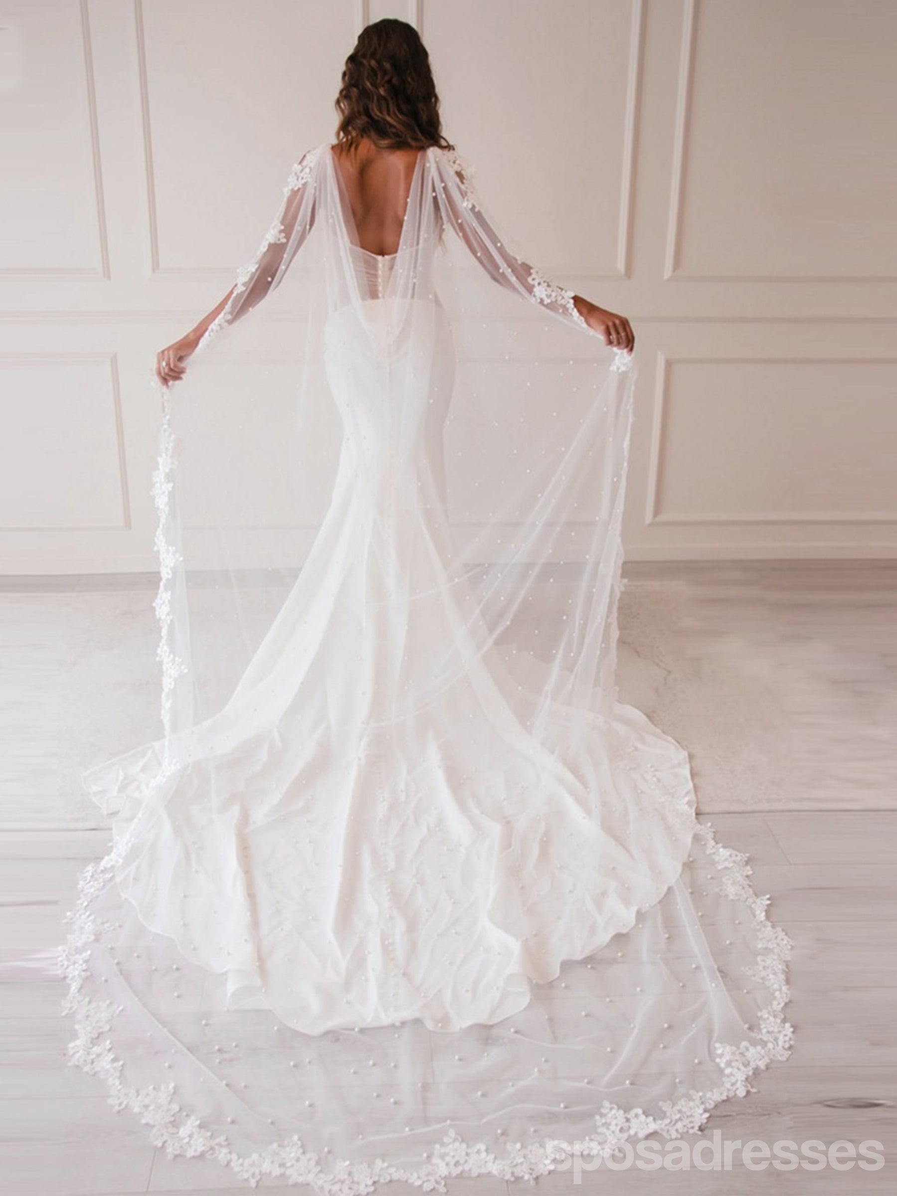 Elegant Pearl Tail Lace Shawl for Women - Soft Bridal Wedding Wrap - Perfect for Evening Parties, Formal Events & Special Occasions