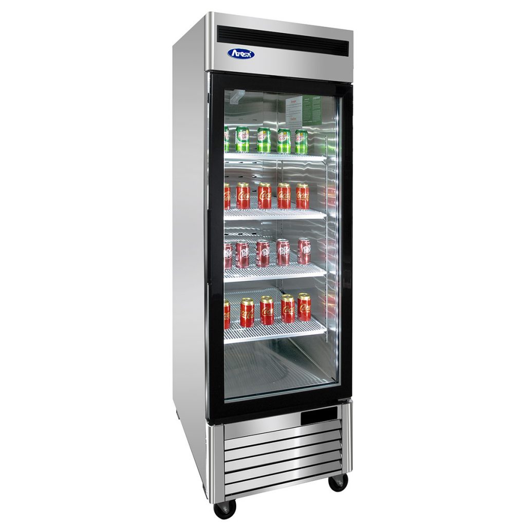 Atosa 27 Inch Commercial Merchandising Refrigerator with 1 Glass Door - Stainless Steel Display Fridge for Restaurants, Cafes, and Retail Stores