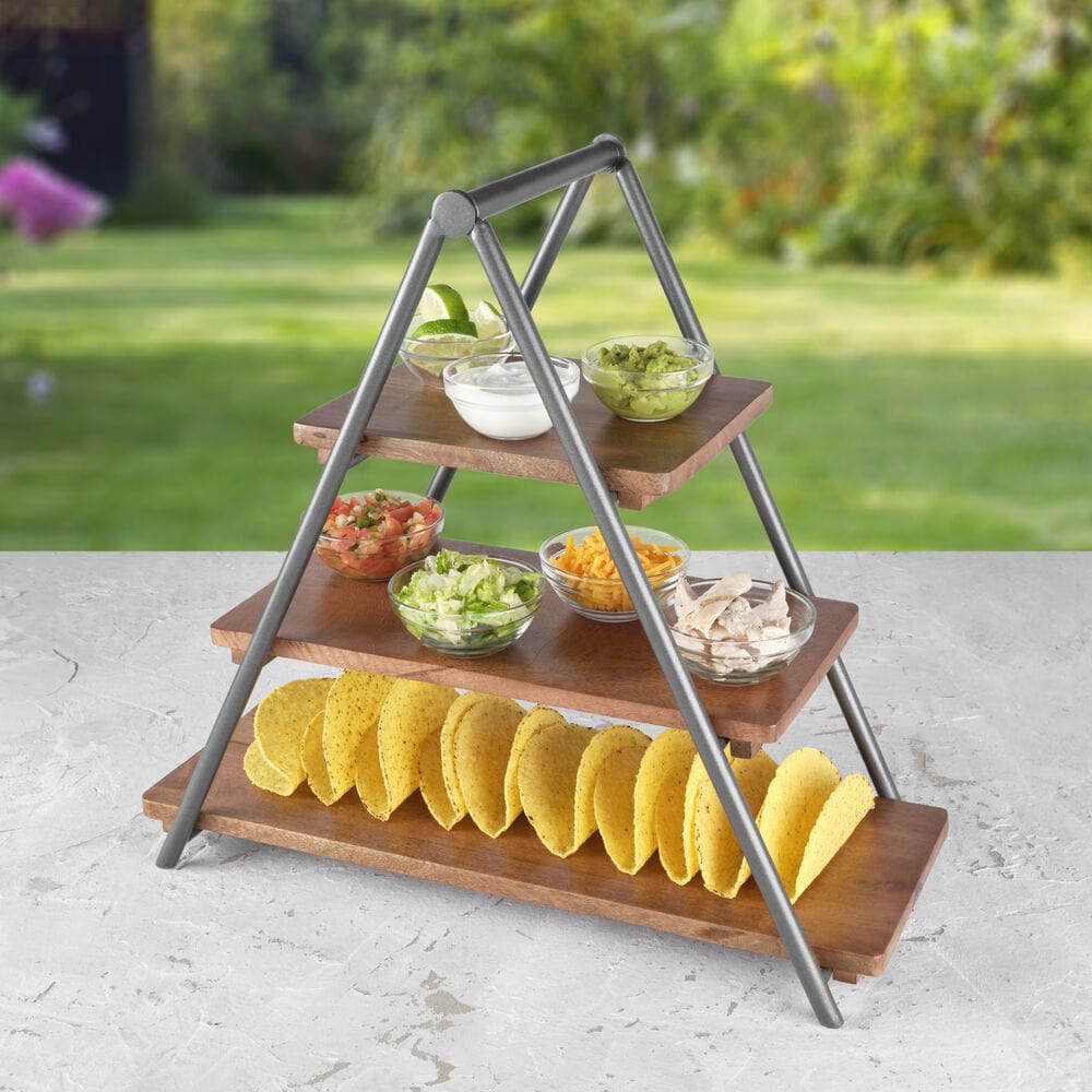 Madison 3-Tier Wooden Serving Tray - Perfect for Breakfast in Bed, Afternoon Tea, and Party Appetizers