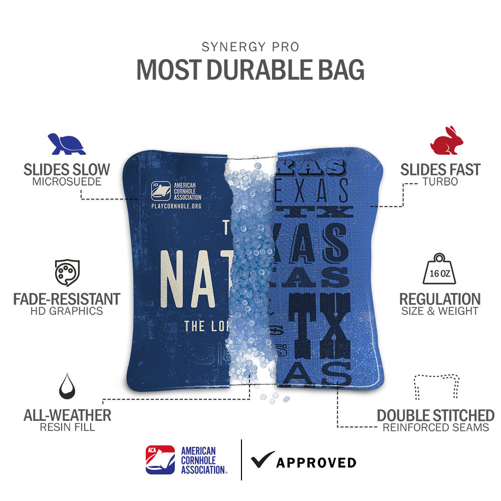 Texas Native Synergy Pro Cornhole Bags - Premium Tournament-Grade Bean Bags for Outdoor Lawn Games, Backyard Parties & Tailgating Events