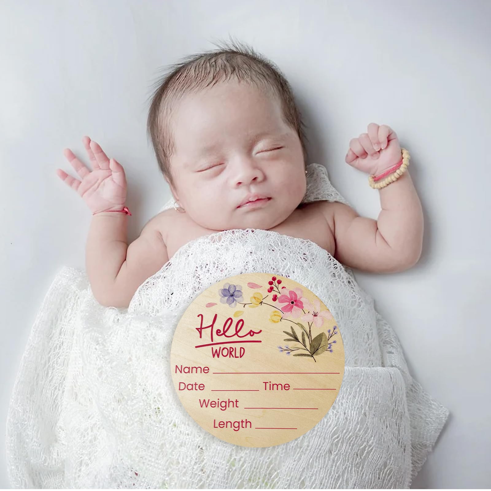 6 Inch Wooden Hello World Newborn Sign - Baby Announcement Sign for Hospital Birth - Gender Neutral Nursery Decor - Perfect for Baby Showers, Gender Reveals & Newborn Photo Props