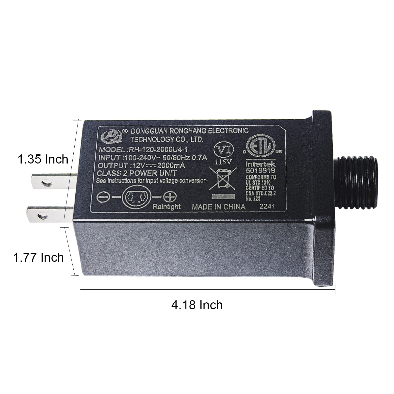 12V 2A LED Power Supply Adapter - Replacement Transformer for Christmas String Lights, Yard Inflatable Decorations, Fountain Lights & Outdoor LED Devices - Perfect for Holiday Decorations, Garden Lighting & Inflatable Displays (R12V2A)