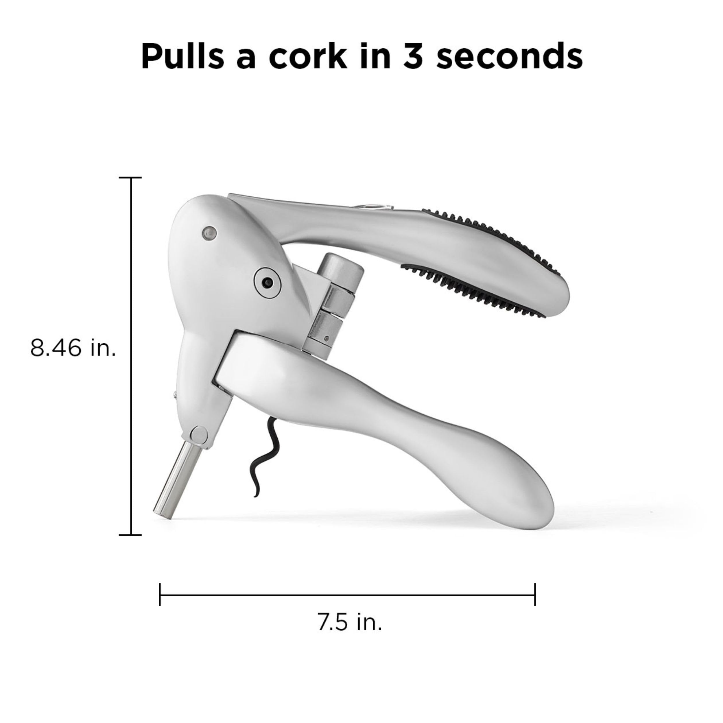 Premium Rabbit Original Lever Corkscrew Wine Opener with Built-in Foil Cutter & Extra Spiral - Silver | Perfect for Home Bars, Wine Tastings & Gifts for Wine Lovers