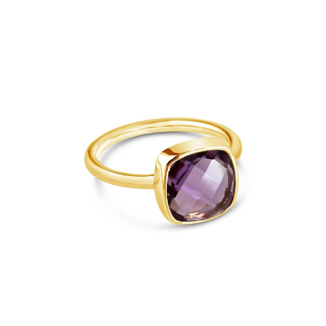 Elegant Purple Amethyst Cocktail Ring in 14K Gold - Perfect for Evening Parties & Special Occasions