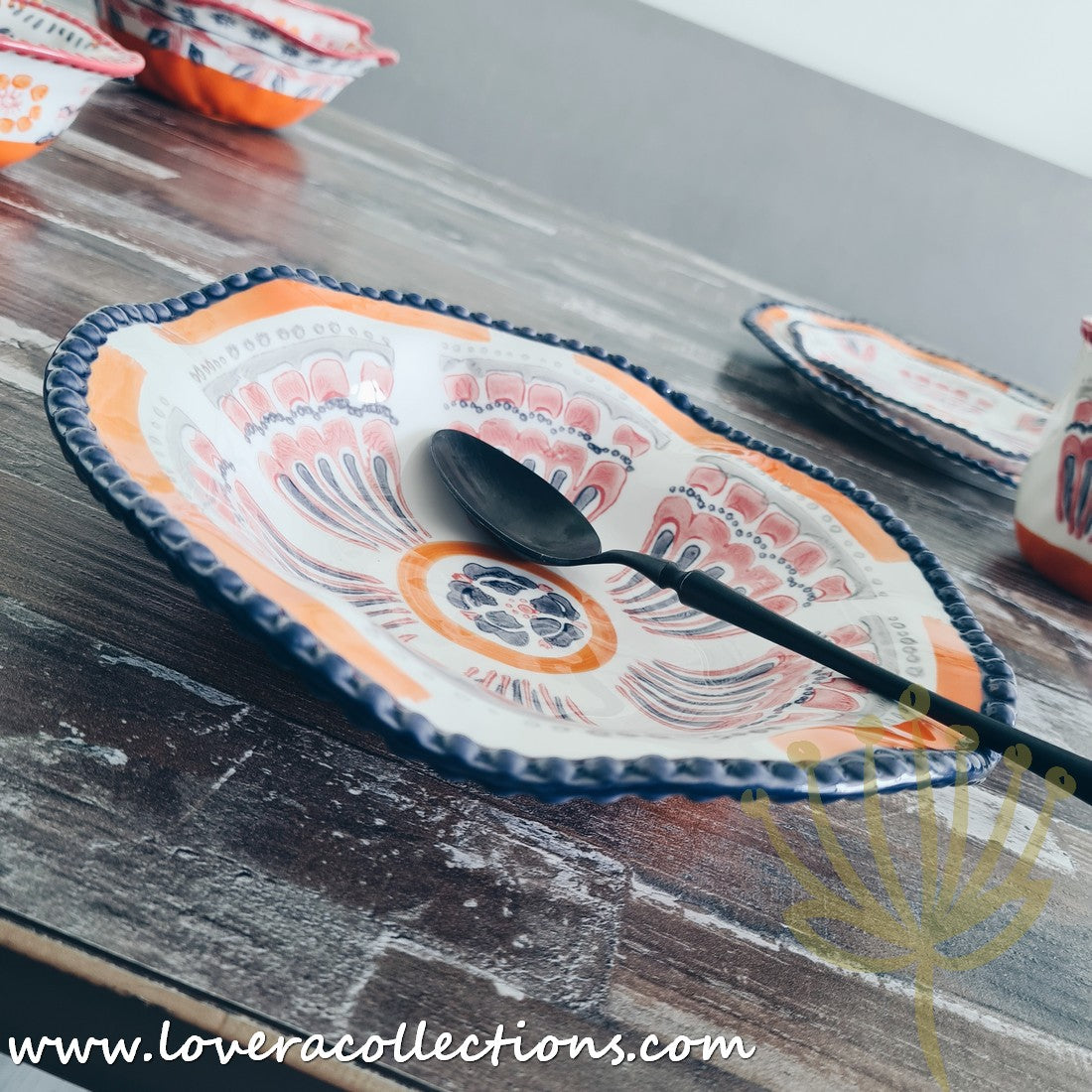 Afrocentric Orange Dinnerware Set - Elegant Ceramic Plates & Bowls for African-Themed Dining - Perfect for Family Dinners, Cultural Events & Restaurant Decor