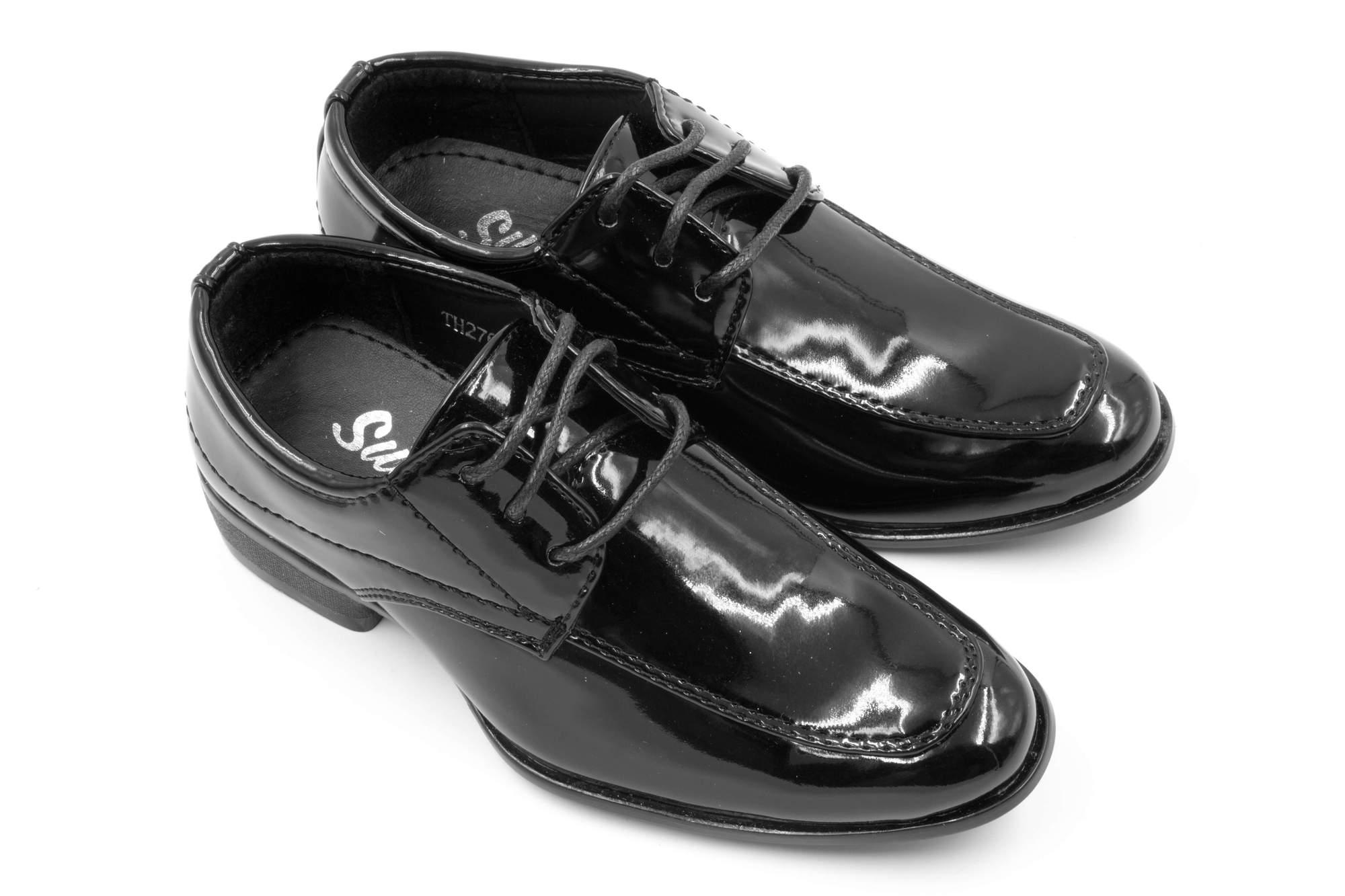 Sydney Derby Shoes for Men - Shiny Patent Leather Formal Dress Shoes for Business & Wedding - Classic Black Oxford Shoes for Office, Party & Special Occasions