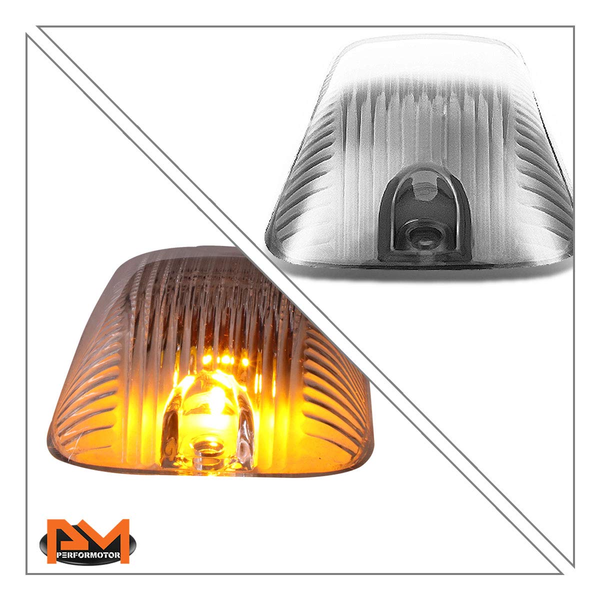 PM PERFORMOTOR 5Pcs White LED Cab Roof Running Lights Marker Lights for 88-02 Chevy/GMC C/K Trucks - Chrome Housing & Clear Lens - Durable Off-Road & Night Driving Visibility