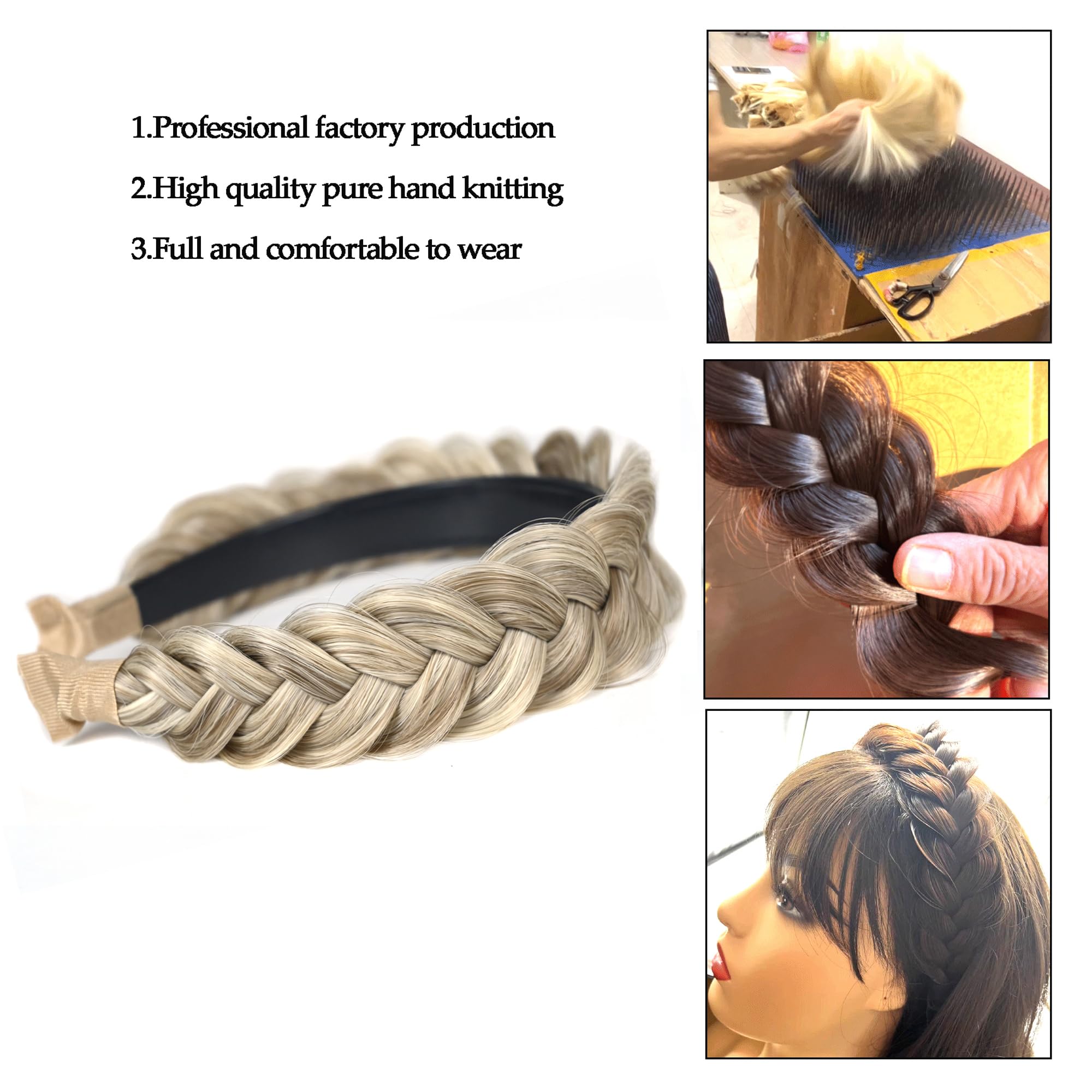 Fashionable Wide Braided Headband Hoop - Elastic Non-Slip Hair Accessories for Women & Girls (Gold Brown) | Perfect for Workouts, Yoga, and Everyday Styling