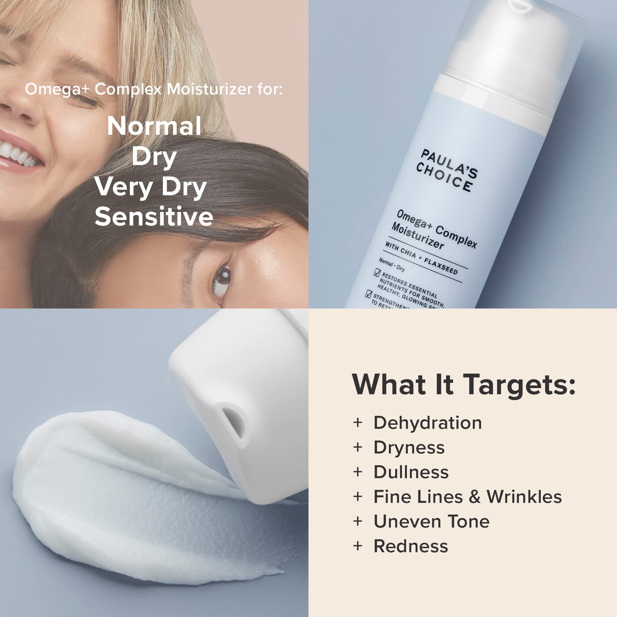 Paula's Choice Omega+ Complex Lightweight Face Moisturizer with Shea Butter & Plant Oils | Brightening Vitamin C for Dry & Sensitive Skin | Daily Hydration & Glow Booster for Day & Night Use