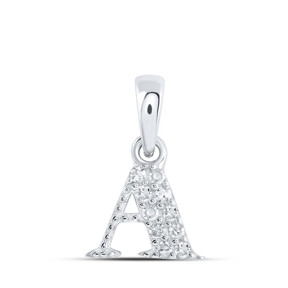 10K White Gold Women's Round Diamond Initial 
