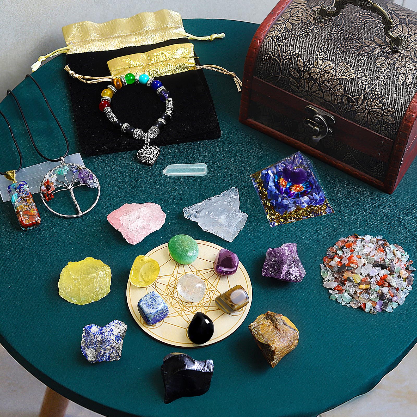 26 Pcs Healing Crystal Set for Meditation & Chakra Balancing - Wooden Box Gift for Beginners