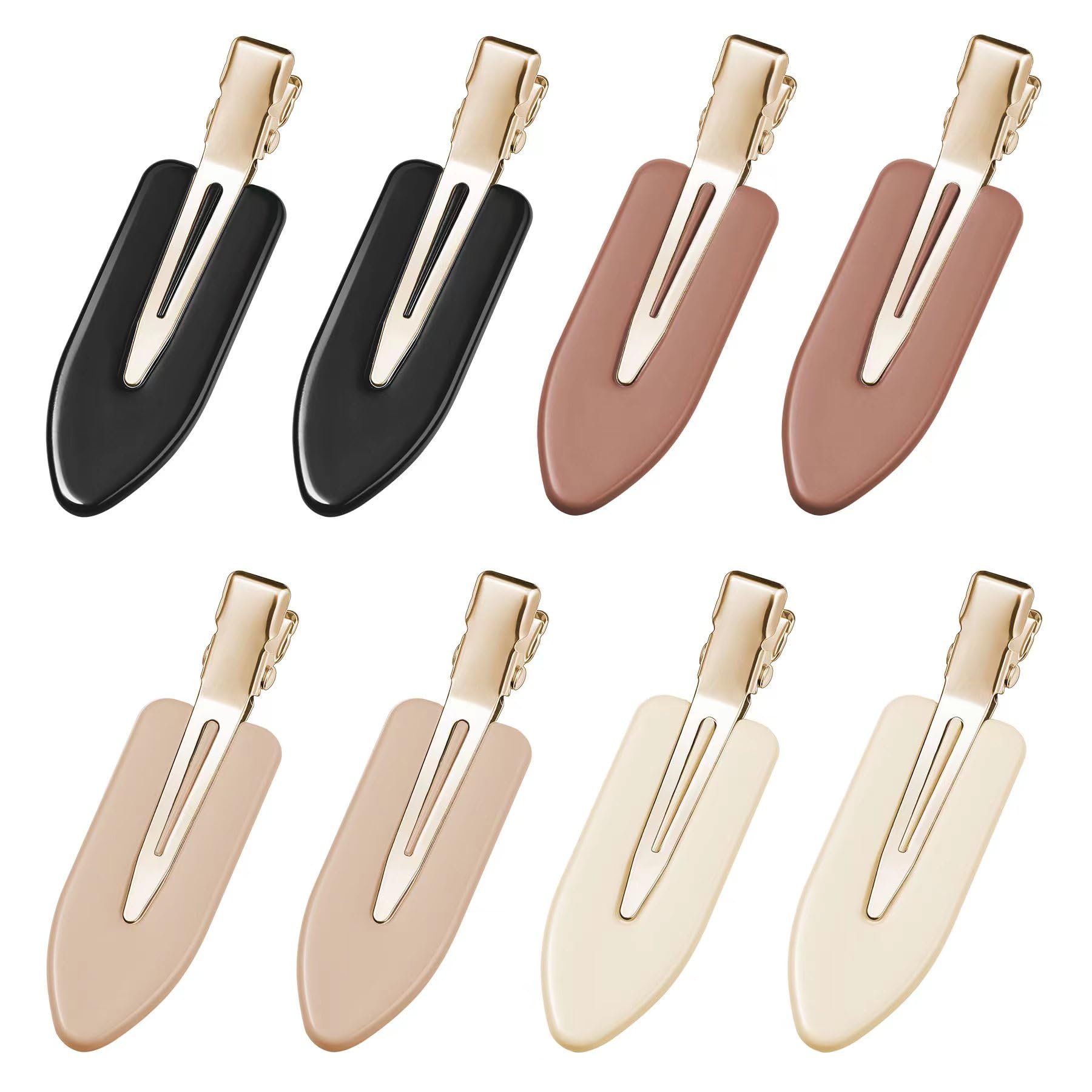 8 Pcs No Bend Hair Clips - Creaseless Duckbill Alligator Clips for Salon Hairstyling, Women & Girls Makeup Accessories (Black Coffee) - Perfect for Hair Styling, Braiding, Extensions & Makeup Application