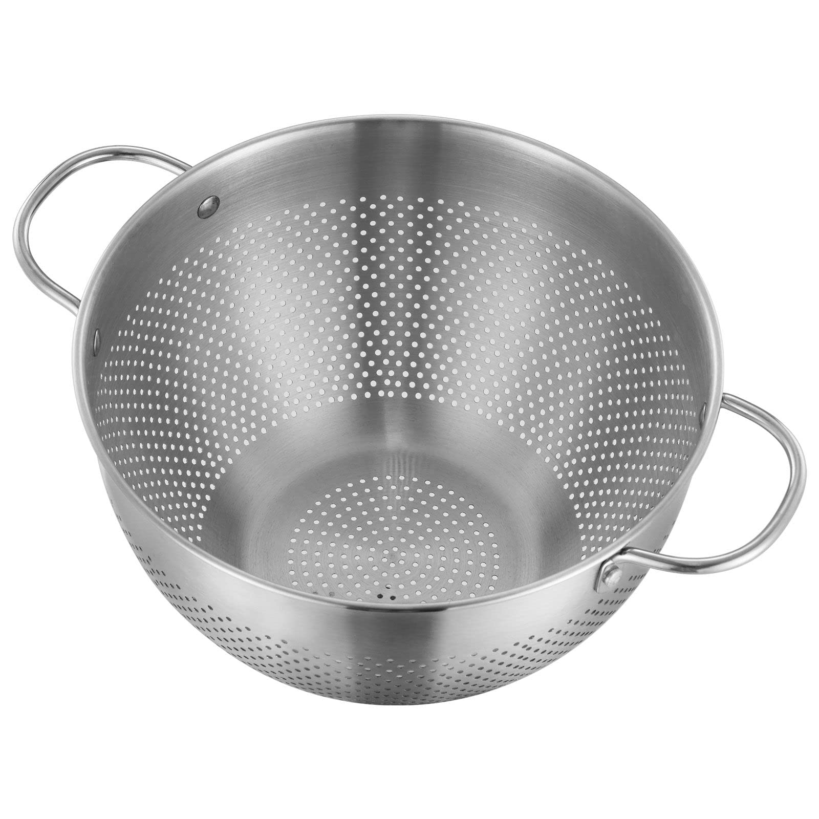 Stainless Steel Colander with Handle & Feet - 24cm/4.2QT Pasta Strainer for Noodles, Rice, Vegetables & Fruits - Dishwasher Safe Metal Food Strainer - Perfect for Kitchen, Cooking & Meal Prep