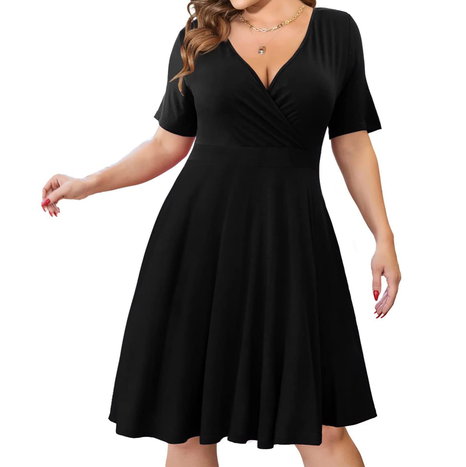 Plus Size Casual Floral Print Swing Dress with Puff Sleeves & Pockets - Women's Loose Fit Ruffle Hem Summer Dress for Beach, Party & Everyday Wear