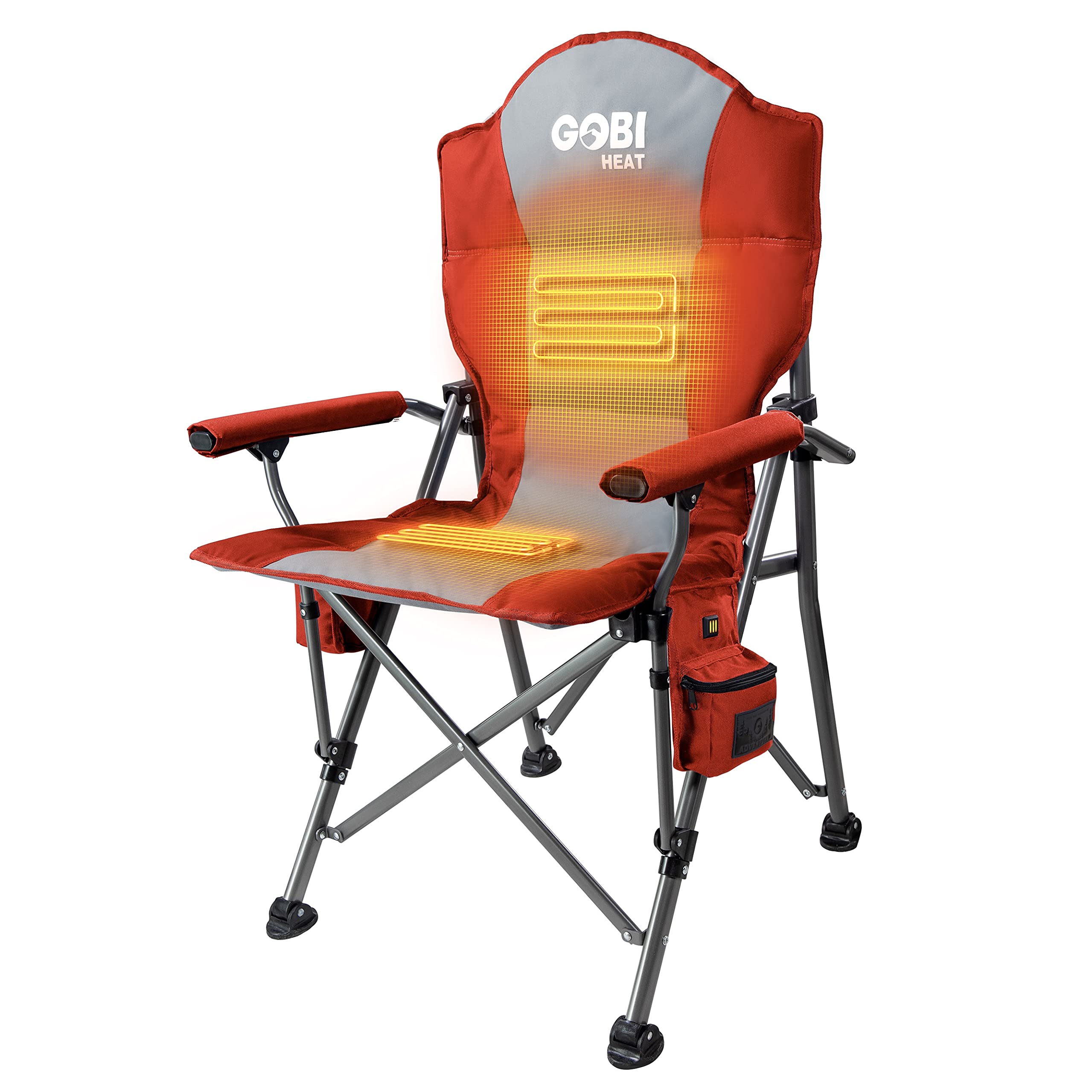 Gobi Heat - Portable Heated Camping Chair for Outdoor Adventures - Foldable Chair with Adjustable 3-Level Heating - Perfect for Winter Camping, Hunting, and Backyard Relaxation