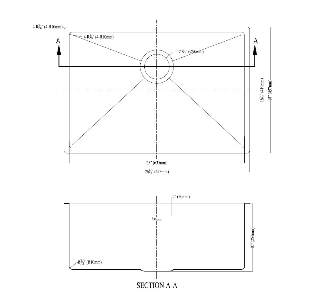 Dawn XSR251610 Undermount Extra Small Corner Radius Single Bowl Sink - Perfect for Compact Kitchens, Bathrooms & RVs | Stainless Steel, Space-Saving Design