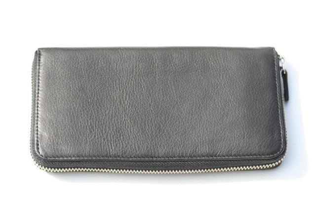 Premium Long Zip Around Wallet for Men & Women - RFID Blocking, Multiple Card Slots - Stylish Black Leather Wallet for Travel & Everyday Use