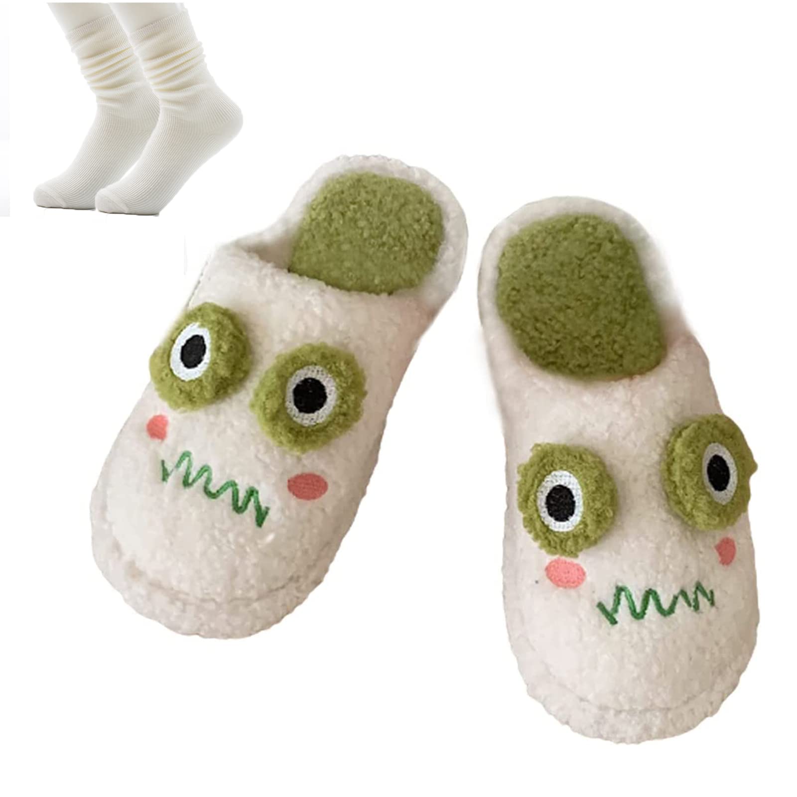 Warm & Cozy Frog Slippers for Women - Cute Cartoon Animal House Slippers for Winter Indoor Comfort - Perfect for Lounge, Bedroom & Gift Giving