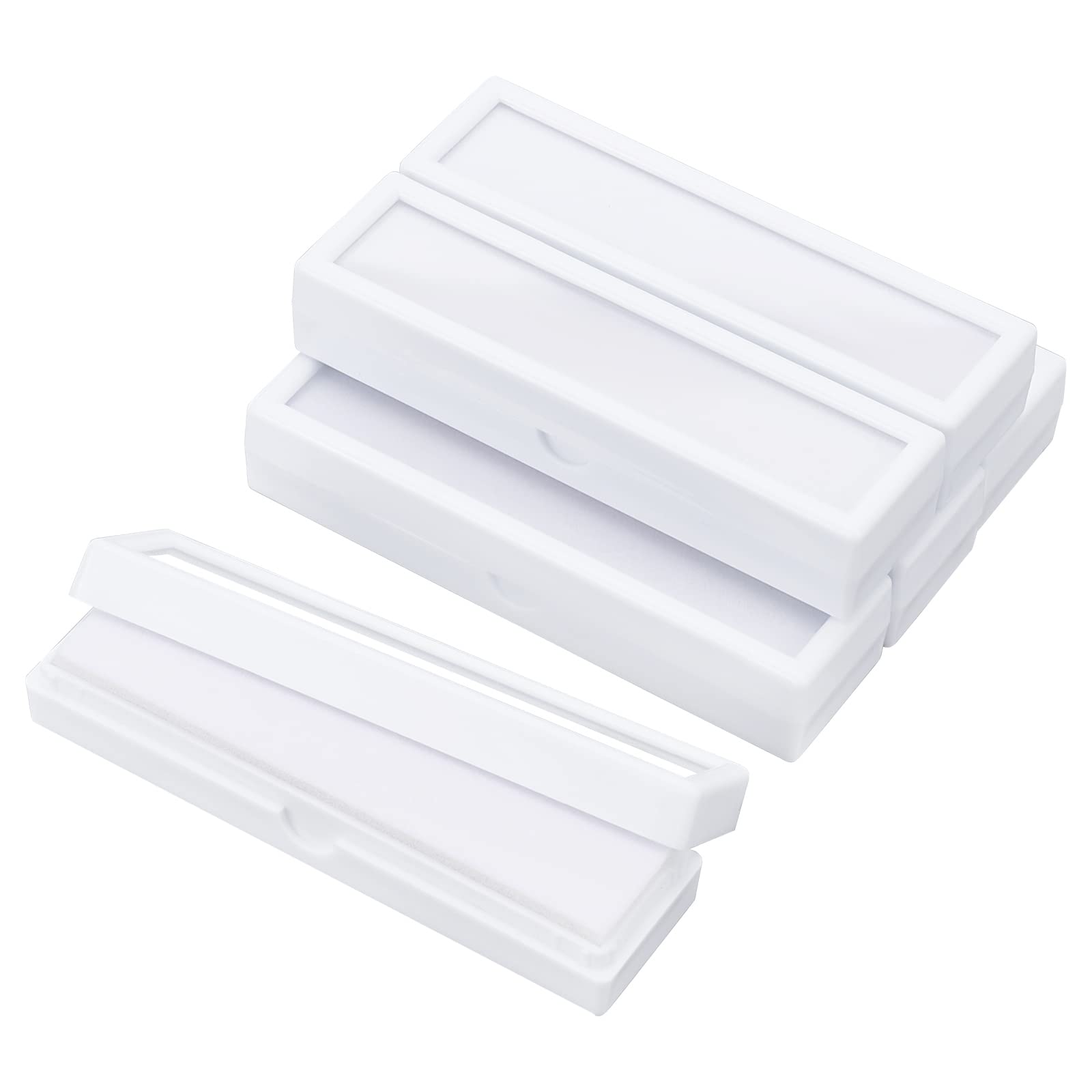 BENECREAT 6-Piece White Jewelry Display Box Set with Sponge Cushion & Clear Lid - 4