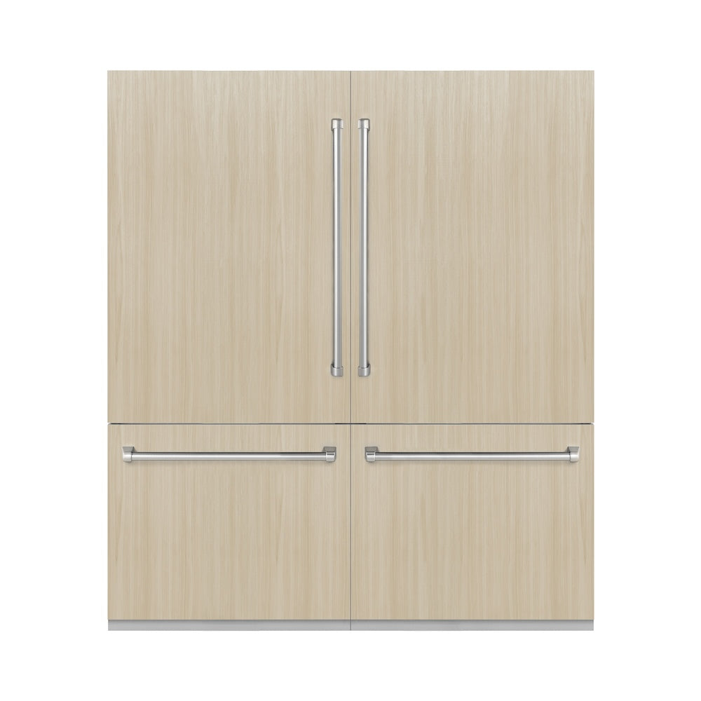 ZLINE 72 Inch Built-In French Door Refrigerator - 39.6 cu.ft Panel Ready Bottom Freezer with Ice Maker & Water Dispenser - Graphite Gray Interior (GRBIT 72) - Perfect for Modern Kitchens & Open-Concept Homes