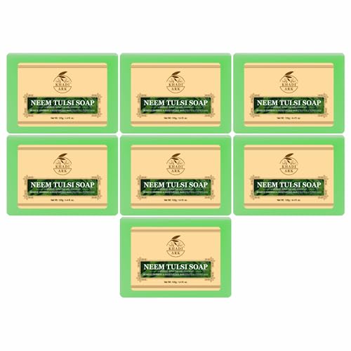 Khadi Ark Herbal Natural Handmade Neem Tulsi Bath Soap - 125g Each, Pack of 7 Bars | Ayurvedic Cleansing for Sensitive Skin | Perfect for Daily Use & Gift Sets