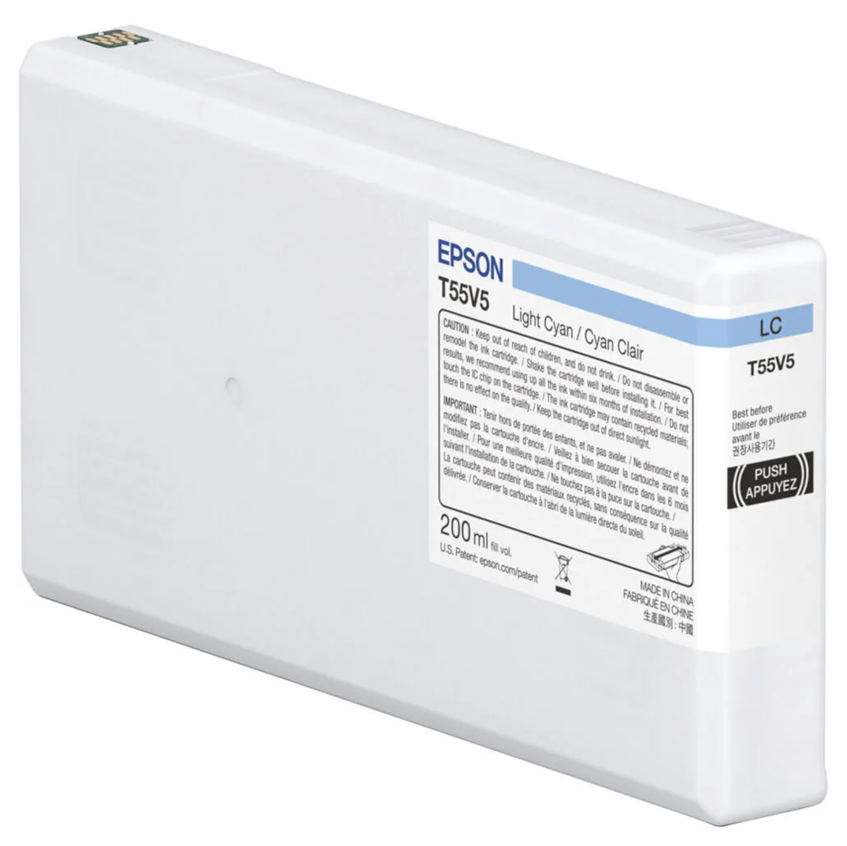 SureColor P5370 Light Cyan UltraChrome PRO10 Ink Cartridge - 200ml (T55V500) | High-Quality Printer Ink for Professional Photo Printing & Graphic Design
