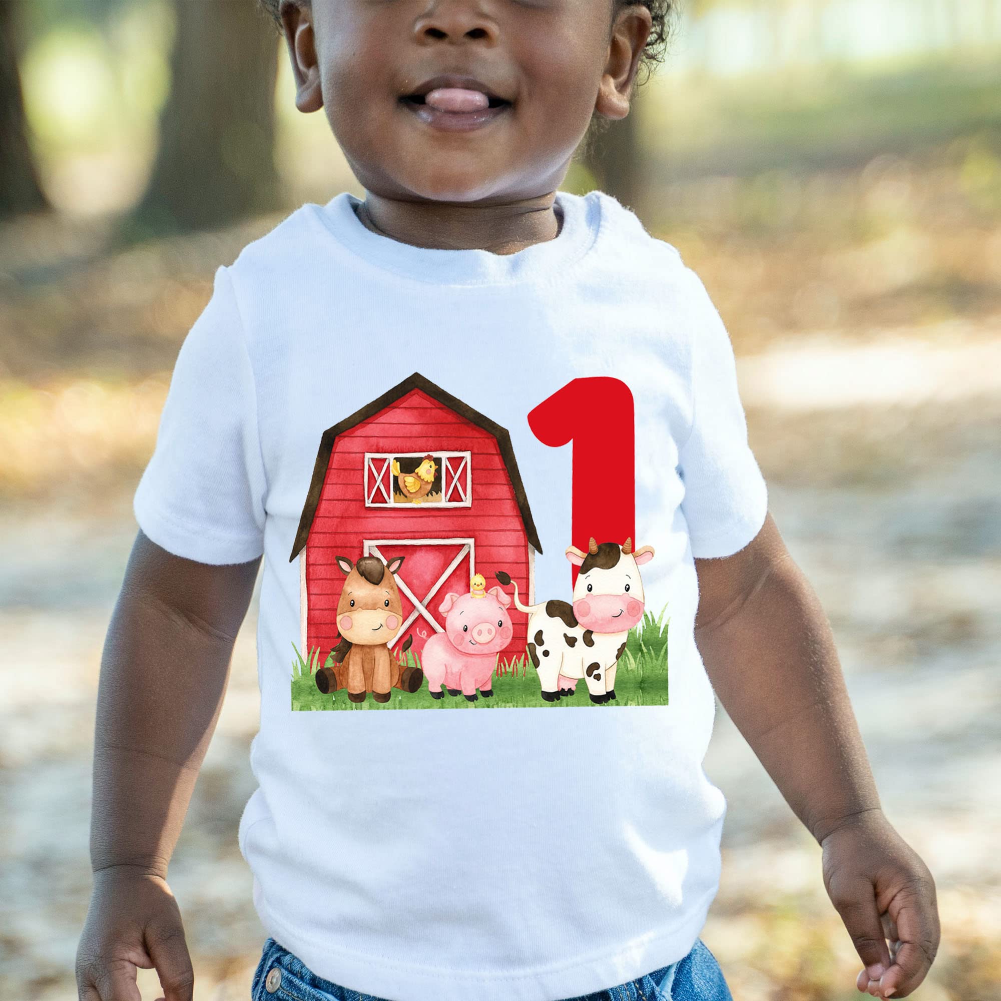 Farm Animal First Birthday Shirt - Cute Barnyard Theme 1st Birthday Outfit for Boys & Girls (12 Months) - Perfect for Farm-Themed Birthday Parties & Photo Shoots