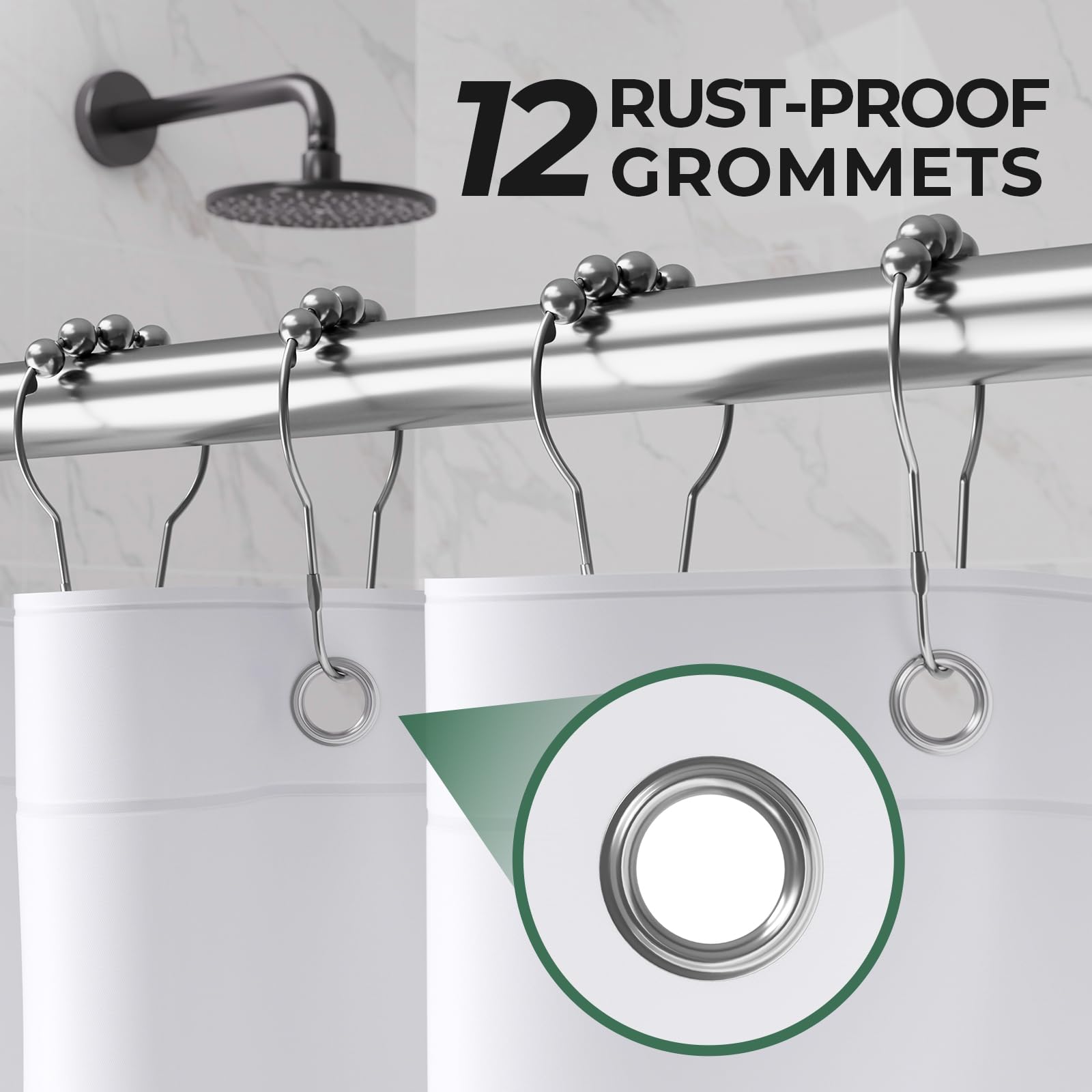 AmazerBath 2 Pack PEVA Plastic Shower Curtain Liner - 72 x 72 Inches Standard Size with 3 Weighted Stones & 12 Rustproof Metal Grommets - Lightweight Bathroom Shower Curtain for Bath Tub, White - Perfect for Home, Hotel, and Apartment Bathrooms