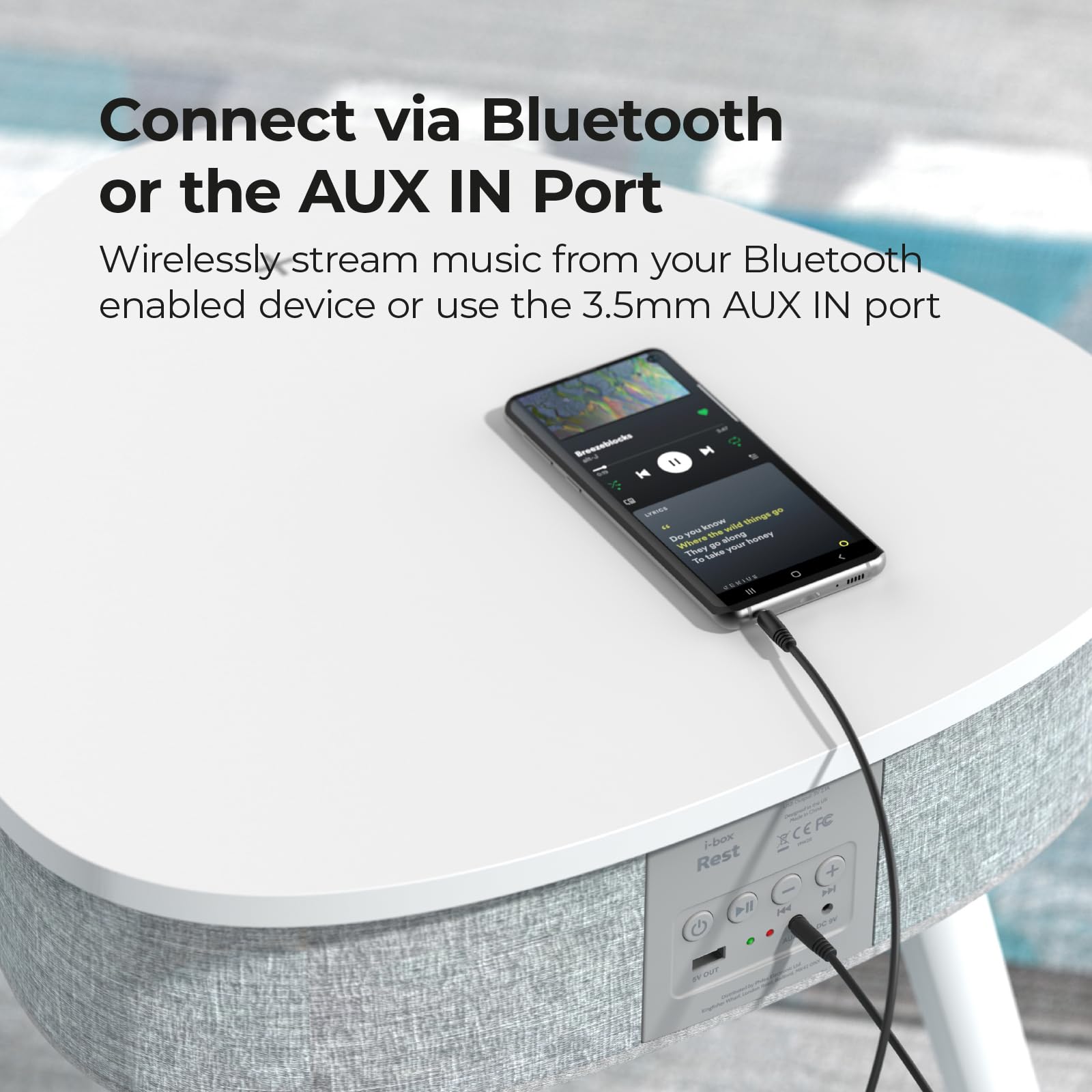 i-Box Smart Home Wireless Charging Table with Bluetooth Speaker - 20W Stereo Sound & Subwoofer - Multi-Device USB Charging Station - Modern Smart Coffee Table for Living Room & Office (White) - Perfect for Home Entertainment & Workspace Charging