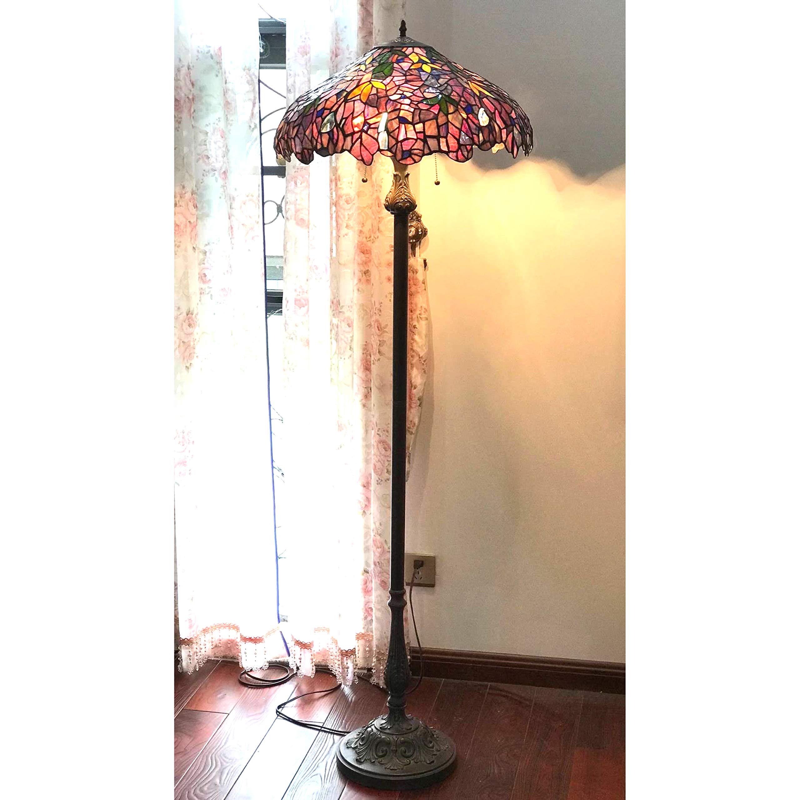 Tiffany-Style 3-Light Wisteria Floor Lamp with 20
