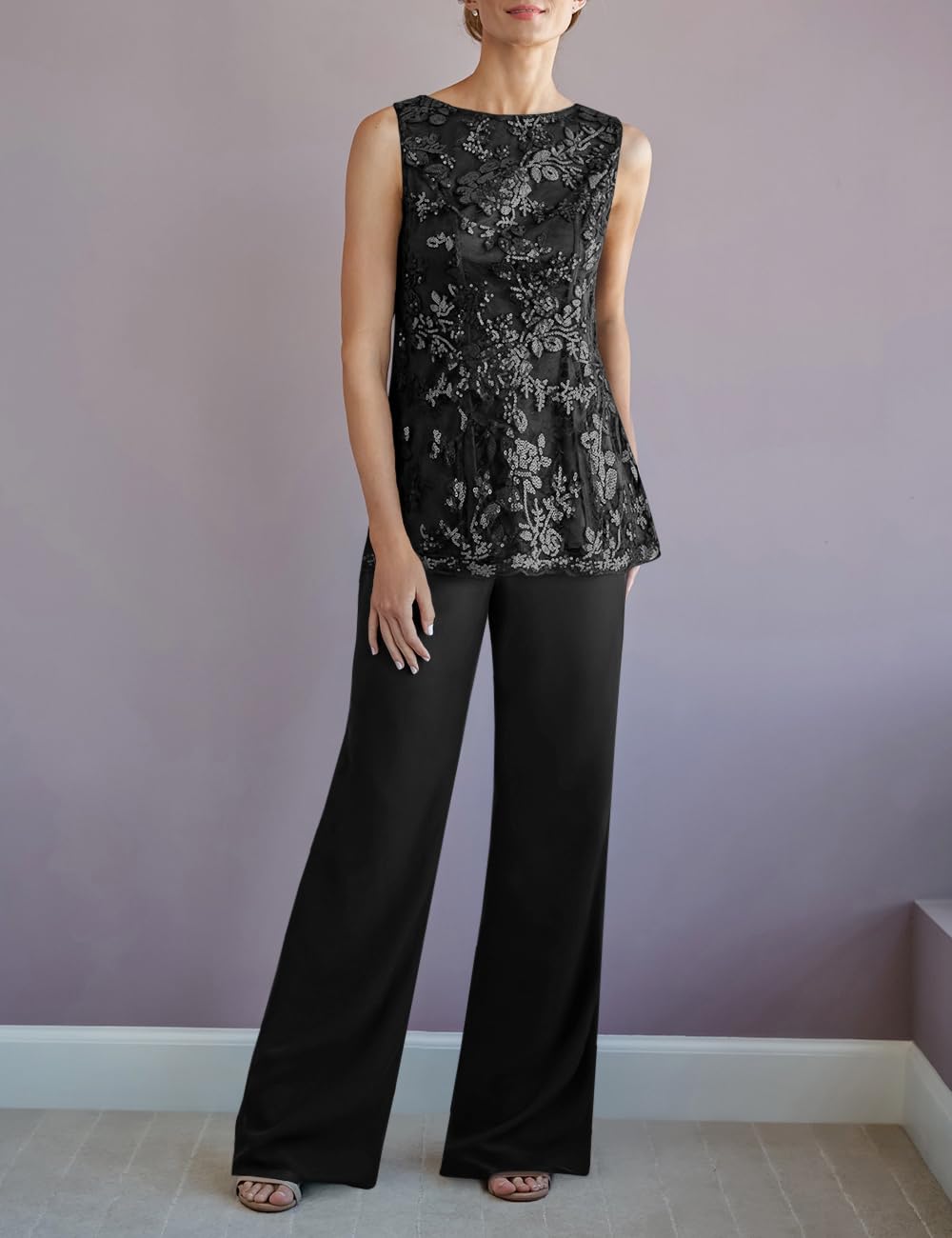 Elegant Women's 3-Piece Lace Pantsuit Set - Mother of the Bride Outfit, Wedding Guest Formal Attire, Special Occasion Dressy Suit | Perfect for Weddings, Parties, and Formal Events