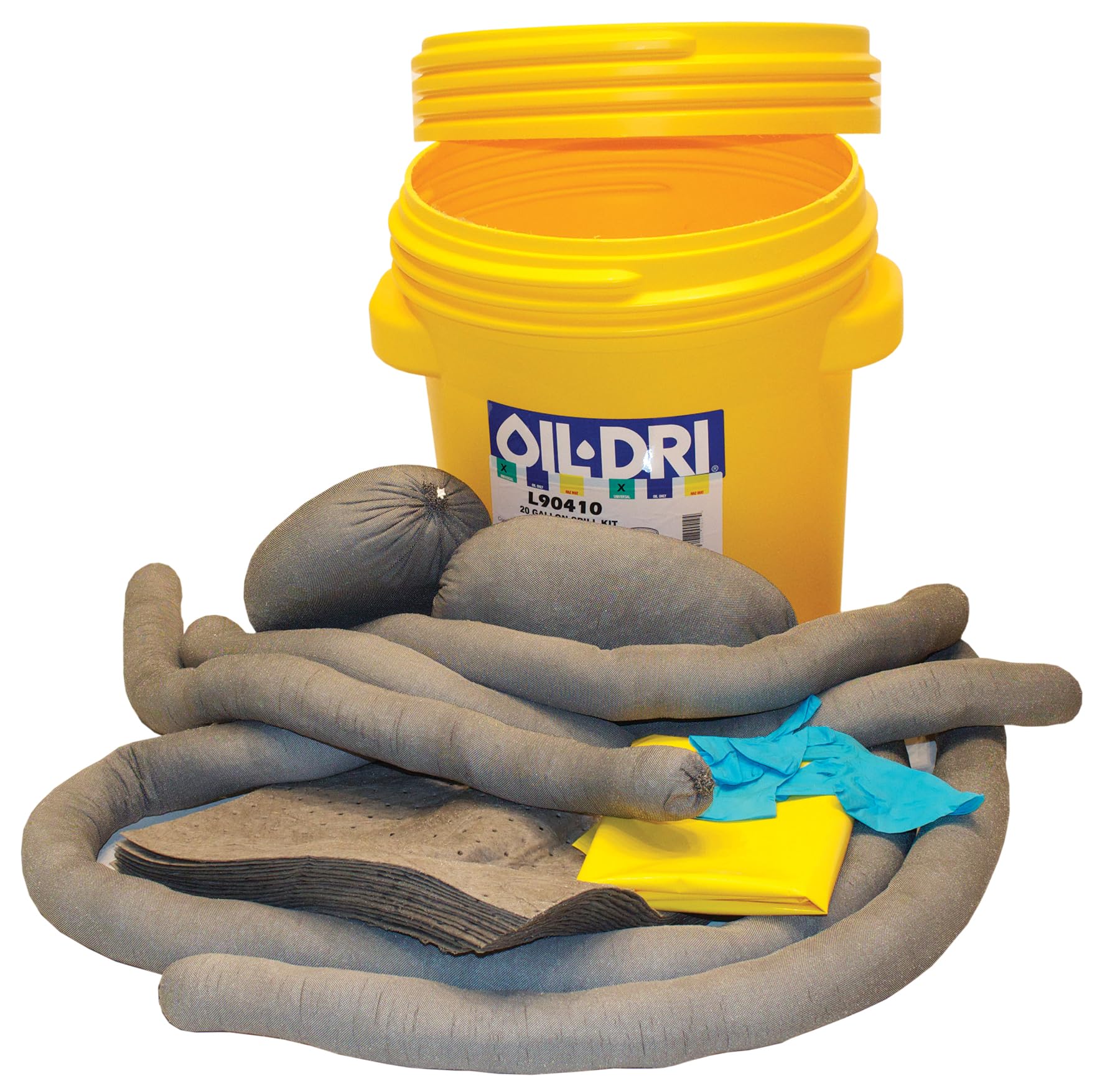 Oil-Dri L91410 Universal Overpack Spill Kit - 10 Gallon Capacity Absorbent Kit for Oil, Chemical & Hazardous Liquid Spills - Ideal for Warehouses, Garages & Industrial Workplaces