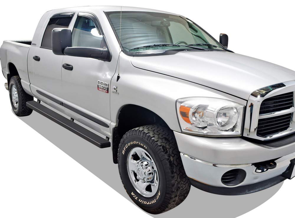 APS 5-Inch Black Running Boards for Ram 1500 (2009-2018 Crew Cab) & Ram 2500/3500 (2010-2024) - Durable Nerf Bars Side Steps for Enhanced Truck Access & Style - Perfect for Off-Roading, Work Trucks & Daily Commutes