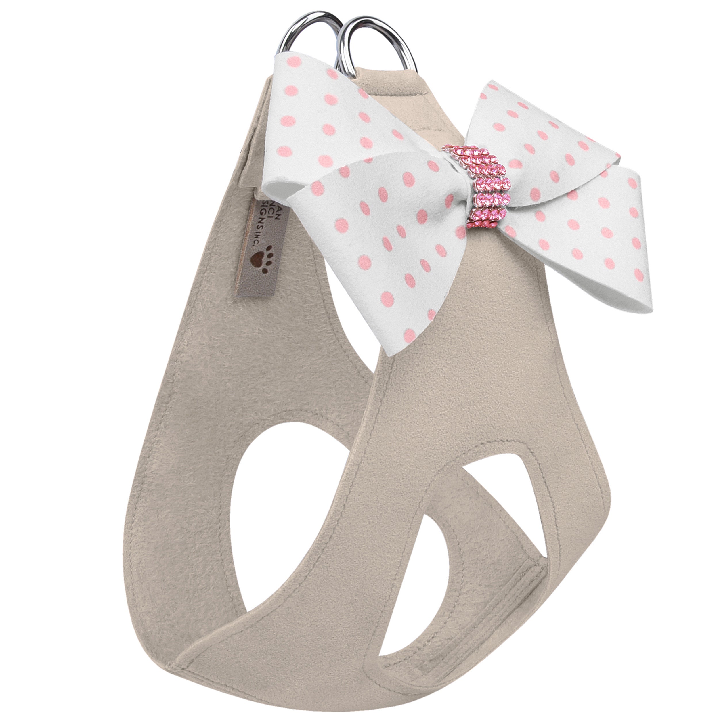 Polka Dot Step-In Dog Harness with Bow - Pink Nouveau Giltmore Design for Small & Medium Dogs | Perfect for Walks, Training & Outdoor Adventures